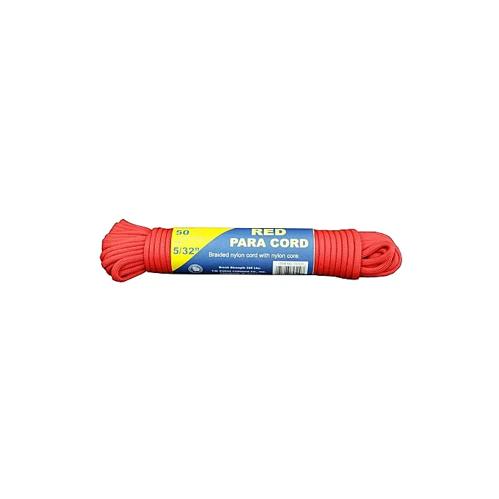 T.W. Evans Cordage 5/32" x 50' Nylon Parachute Cord, Red