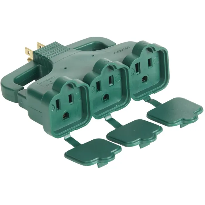 Master Electrician 15A 3-Outlet Tap with Rain Cover - Green