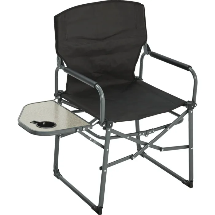 Outdoor Expressions Polyester Director Camp Folding Chair w/ Side Table (Black)