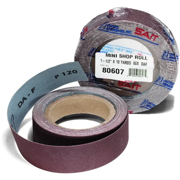 United Abrasives  80607 DA-F Mini Shop Roll, 1-1/2" x 10 yards, 60 Grit, 1-Pack