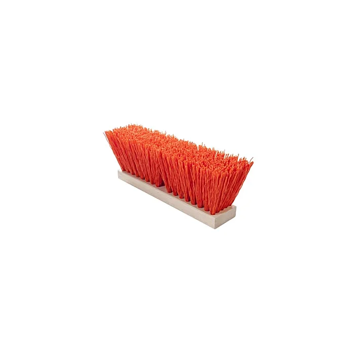 Magnolia Brush 16 in Street Push Broom Head ONLY, Stuff Orange Plastic 5 in Bristles for Flex Handle