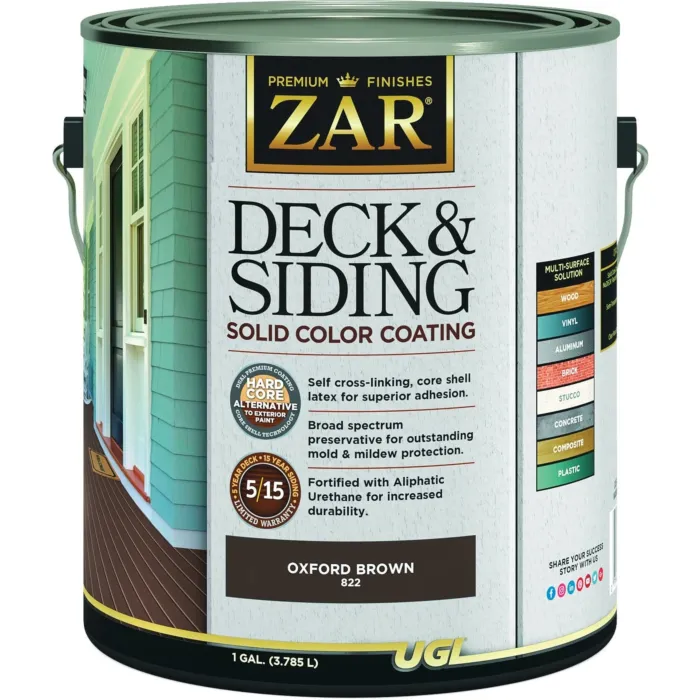 ZAR Deck and Siding Solid Stain (Oxford Brown) 1 gal