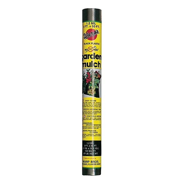 Warps Warp's No Hoe NHP-350 Lightweight Garden Mulch, 50 ft L, 3 ft W, Plastic, Black