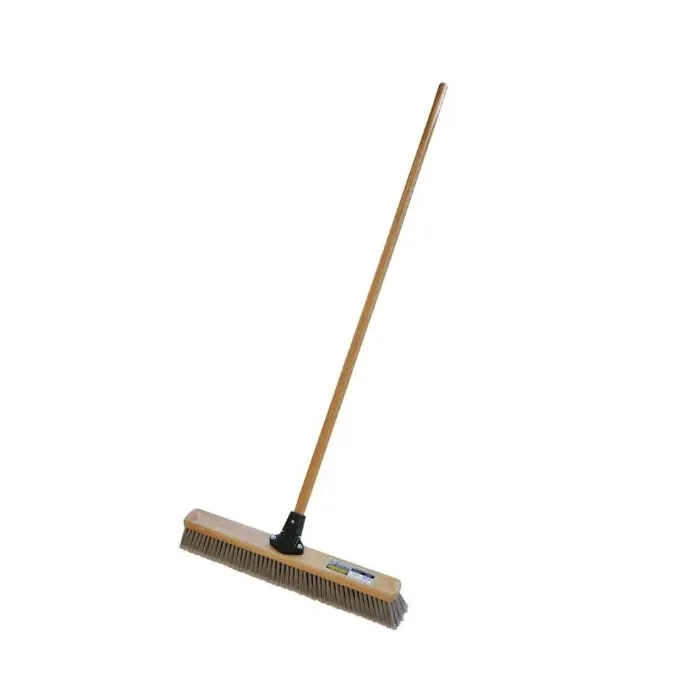 Magnolia Brush 18 in Push Broom, Silver Flagged Tip Plastic 3 in Bristles with Flex Handle