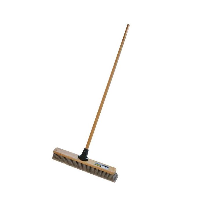 Magnolia Brush 36 in Push Broom, Silver Flagged Tip Plastic 3 in Bristles with Flex Handle