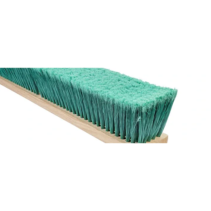 Magnolia Brush 18 in Push Broom, Green Flagged Tip Pet Plastic 3 in Bristles for Threaded Handle