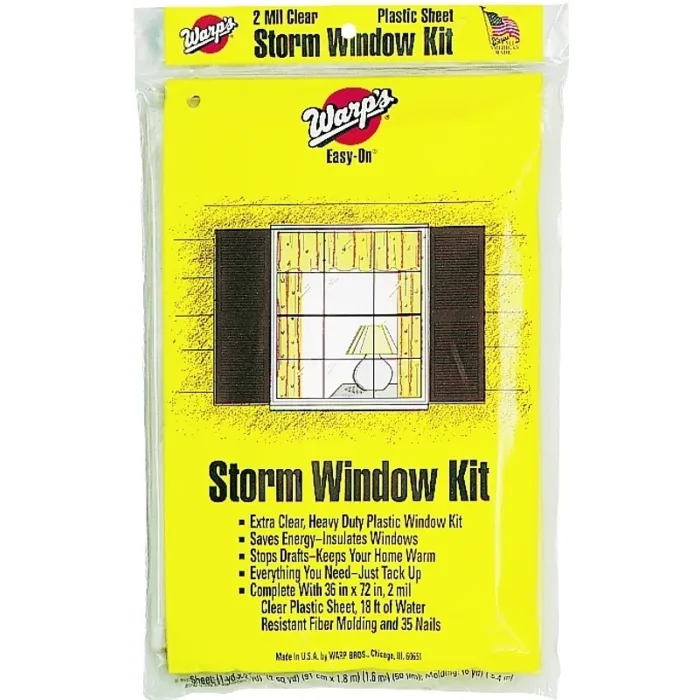Warps Warp's Easy-On Series EZ-36 Storm Window Kit, 36 in W, 2 mil Thick, 72 in L, Clear