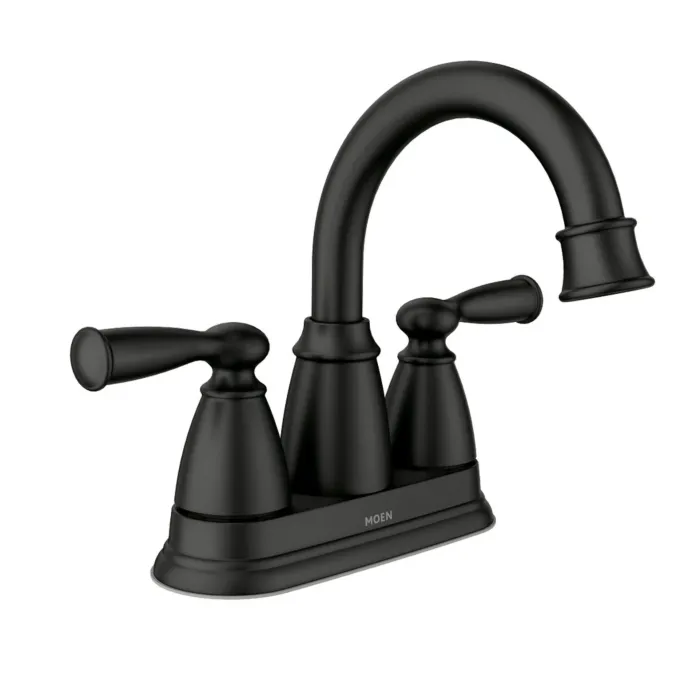 Moen Banbury Matte black two-handle high arc bathroom faucet