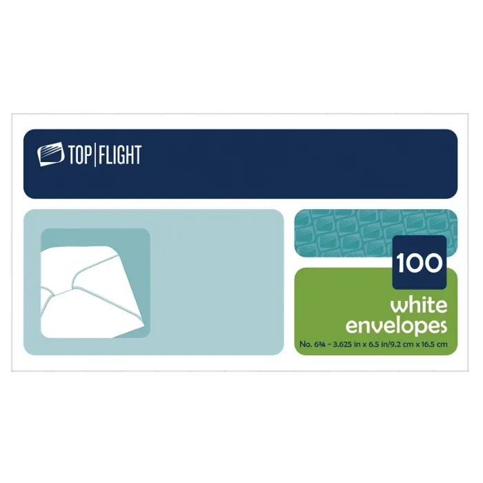 TOP FLIGHT Top Flight 6900312 Envelope, White, 3-5/8 in W