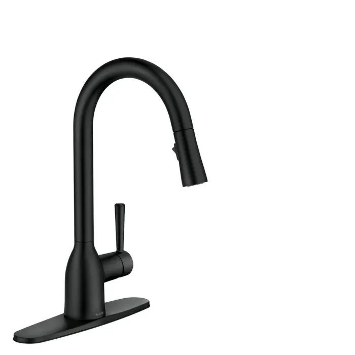 Moen Adler Matte black one-handle high arc kitchen faucet