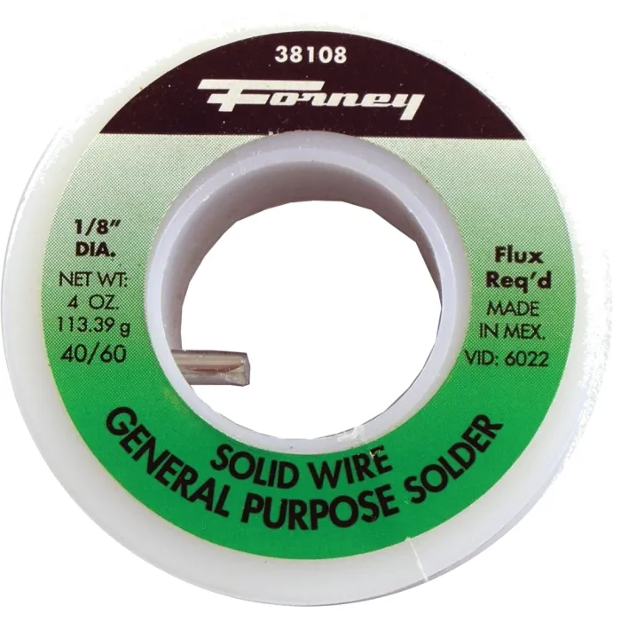 Forney 38108 Solder, Silver/White, 4 oz, Solid, 460 deg F Melting Point