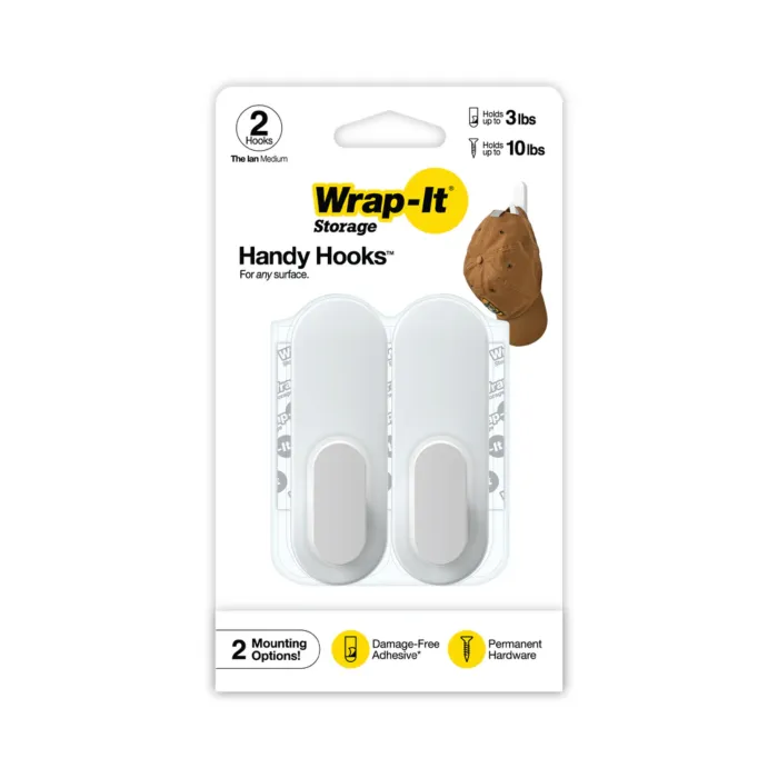 Wrap-It The Ian Handy Hooks (White - 2pk) Medium