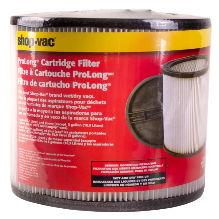 Shop Vac Shop-Vac 9030433 Cartridge Filter, For: Shop-Vac Wet or Dry Vacuums 5 gal and Above, 8" Dia