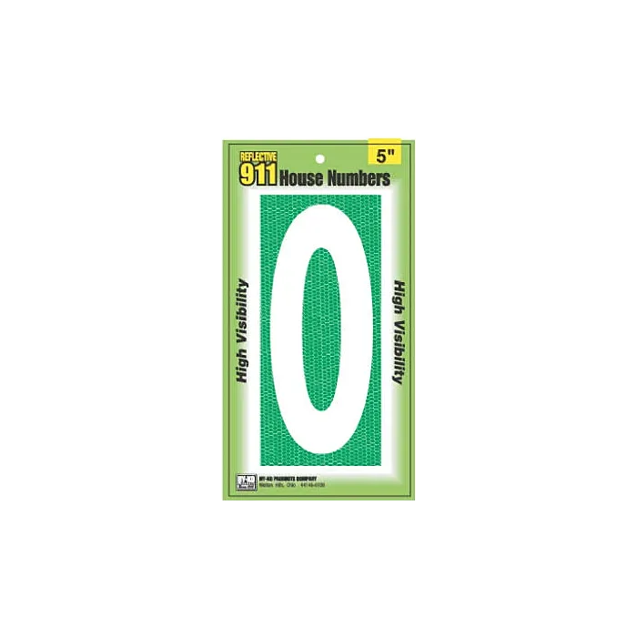 HY-KO 5 in 5 in Number 0 High Visibility Emergency Reflective House Number Sign