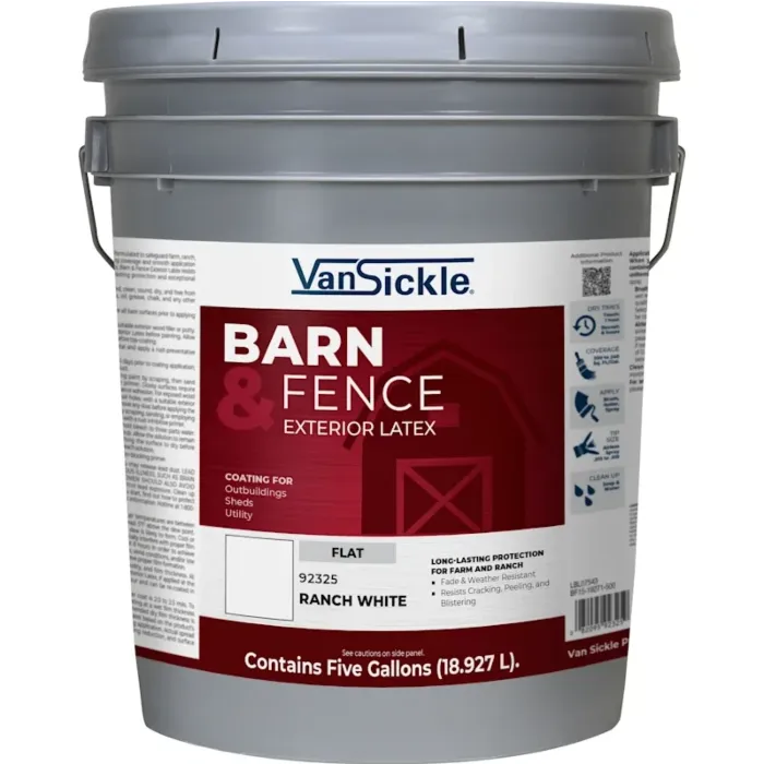 Van Sickle Barn & Fence Exterior Latex (Flat - Ranch White) 5 Gallon