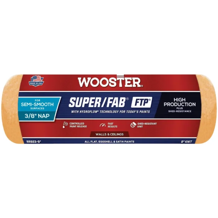 WOOSTER Super/Fab FTP Knit Fabric Roller Cover - 9 in. x 3/8 in. Nap