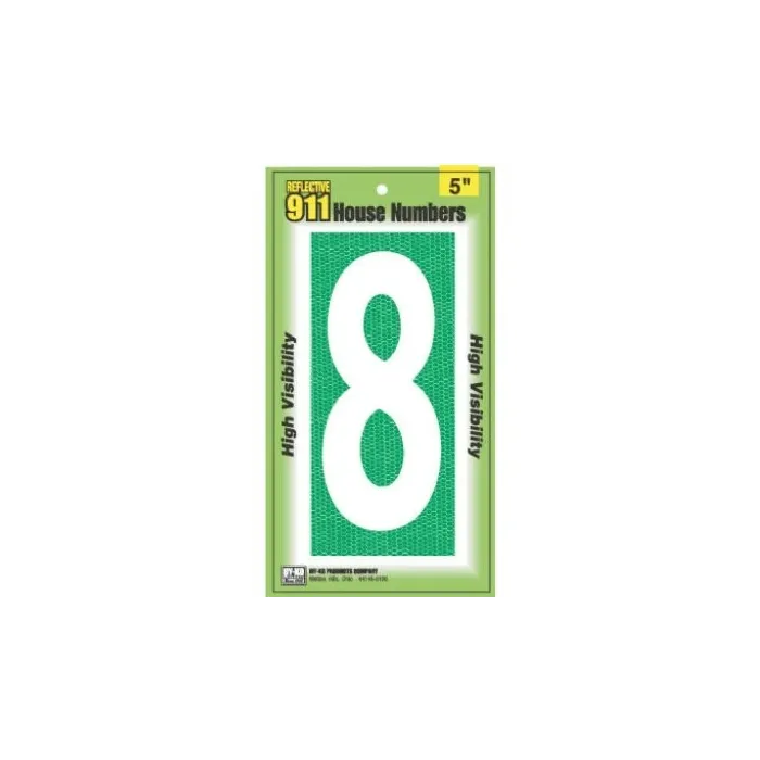 HY-KO 5 in 5 in Number 8 High Visibility Emergency Reflective House Number Sign