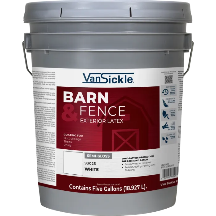 Van Sickle Barn & Fence Exterior Latex Semi-Gloss White 5 Gallon