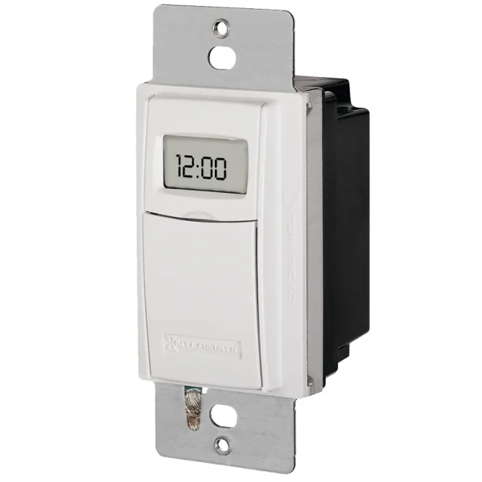 Intermatic ST01 Digital Timer, 15 A, 120/277 V, 1800 W, 24 hr Time Setting, 28 On/Off Cycles Per Week Cycle, White