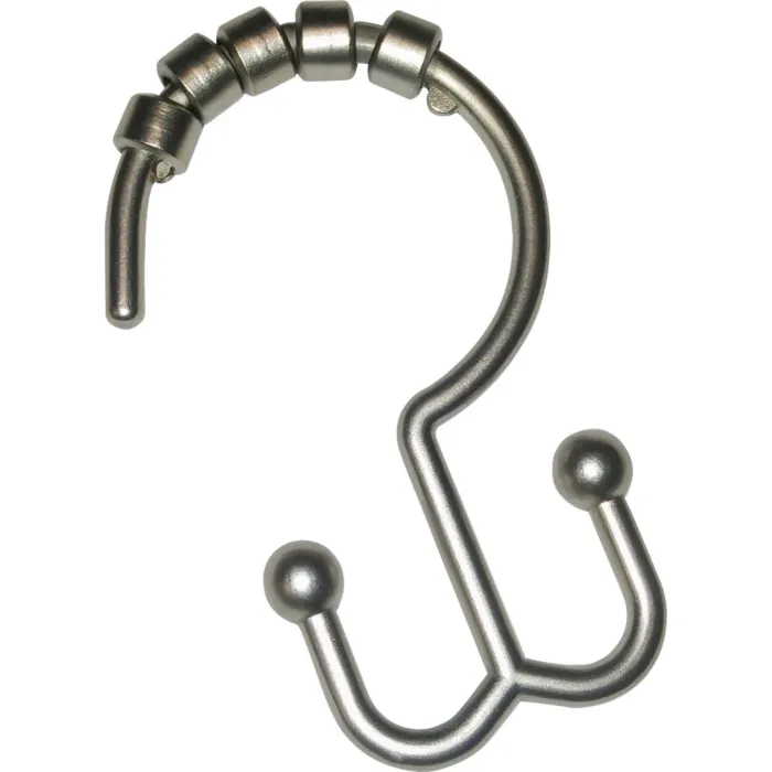 Zenna Home Double Roller Shower Curtain Hook (Brushed Nickel - 12pk)