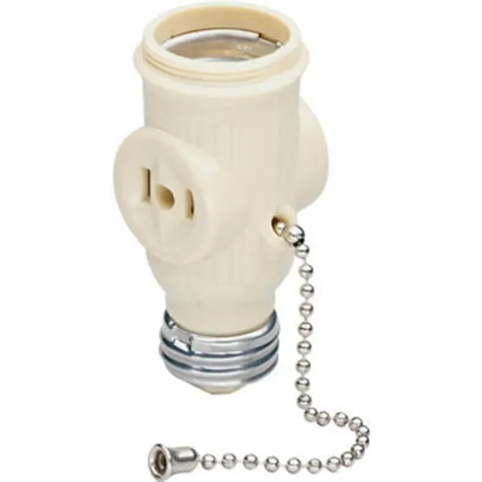 Pass & Seymour Legrand 1406ICC10 Lamp Holder/Outlet Adapter, 250 W, 2-Outlet, Ivory