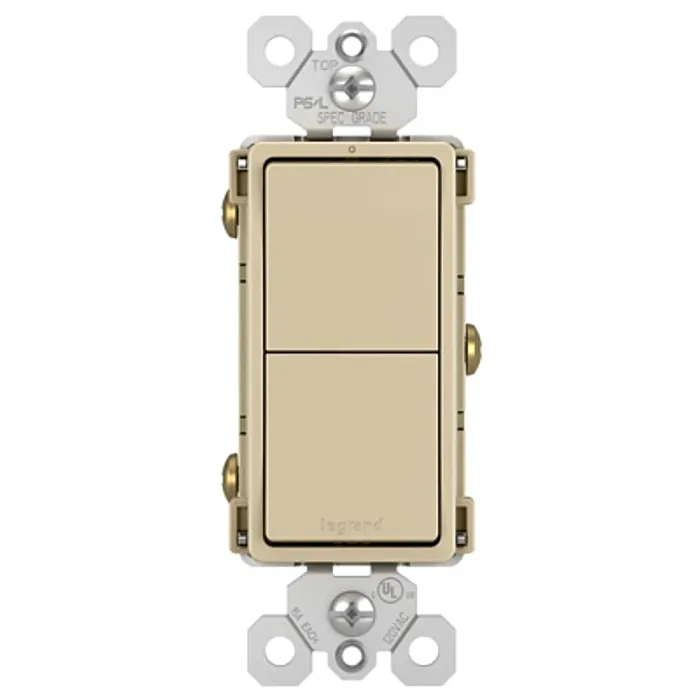 Pass & Seymour Legrand radiant RCD11ICC6 Decorator Switch, 15 A, 120/125 VAC, Back Wire, Side Wire Terminal, Ivory