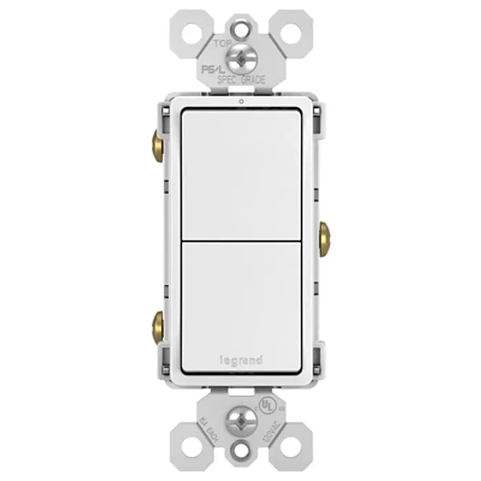 Pass & Seymour Legrand radiant RCD11WCC6 Decorator Switch, 15 A, 120/125 VAC, Back Wire, Side Wire Terminal, White