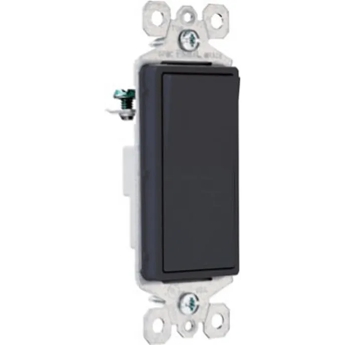 Pass & Seymour Legrand radiant Series TM870BKCC10 Paddle Switch, 15 A, 120/277 VAC, Push Wire, Side Wire Terminal, Black