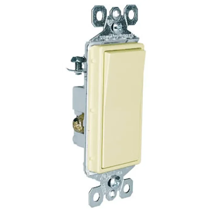 Pass & Seymour Legrand radiant Series TM873ICC10 Paddle Switch, 15 A, 120/277 VAC, Push Wire, Side Wire Terminal, Ivory, 3-Pole