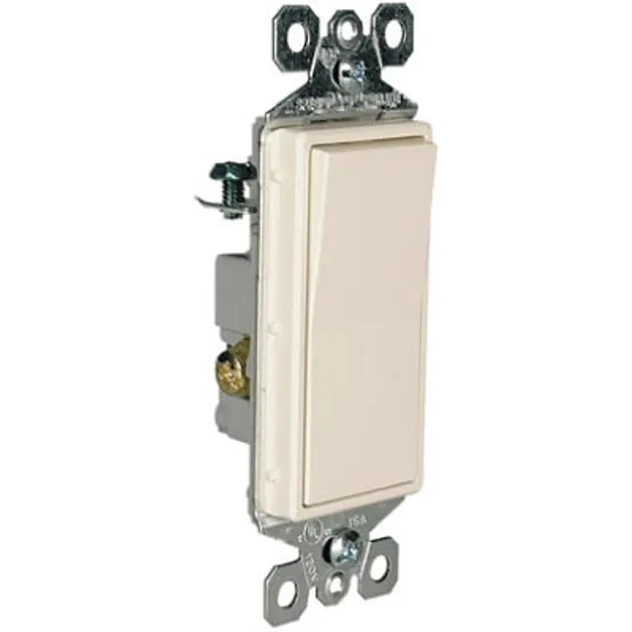 Pass & Seymour Legrand radiant Series TM873LACC10 Paddle Switch, 15 A, 120/277 VAC, Push Wire, Side Wire Terminal, Light Almond, 3-Pole