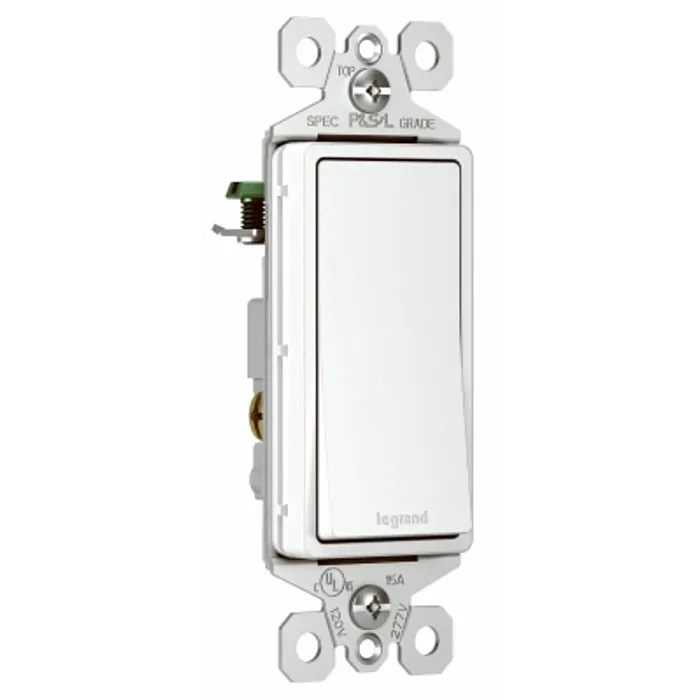 Pass & Seymour Legrand radiant Series TM873WCC10 Paddle Switch, 15 A, 120/277 VAC, Push Wire, Side Wire Terminal, White, 3-Pole