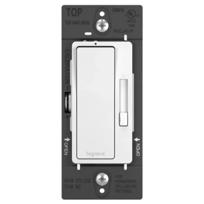 Pass & Seymour Legrand RHCL453PTCCCV6 Dimmer, 5.5 A, 120 VAC, 450, 703 W, CFL, Incandescent, LED Lamp