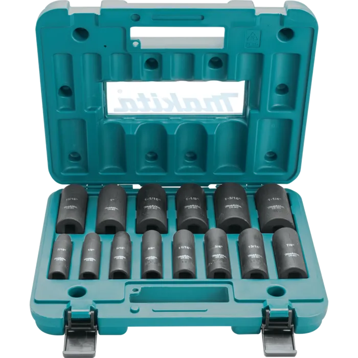 Makita 1/2 in. Drive Deep Well SAE Impact Socket Set (14pc)