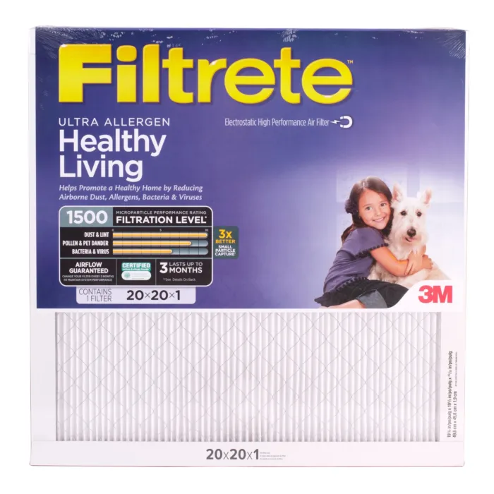 3M Filtrete™ Allergens, Bacteria & Viruses Air Filter 1500 MPR 2002-4-HR, 20 in x 20 in x 1 in (50.8 cm x 50.8 cm x 2.5 cm)