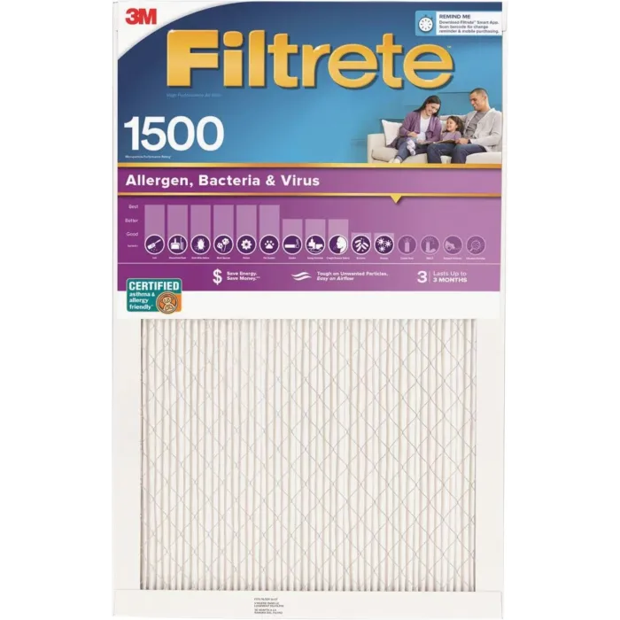 3M Filtrete™ Allergens, Bacteria & Viruses Air Filter 1500 MPR 2004-4, 14 in x 25 in x 1 in (35.5 cm x 63.5 cm x 2.5 cm)