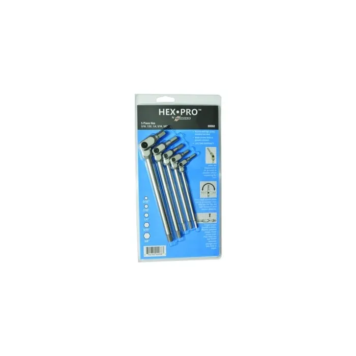 Bondhus Imperial 5 Pieces Tool Steel Pivot Head Hex Wrench Set