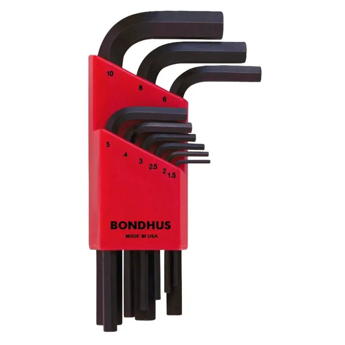 Bondhus Metric 9 Pieces 1.5-10 mm Short Length Hex End L-Wrench Set
