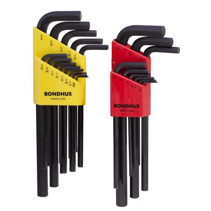 Bondhus SAE/Metric 22 Pieces 0.05-3/8 in and 1.5-10 mm Long Length Hex End L-Wrench Set