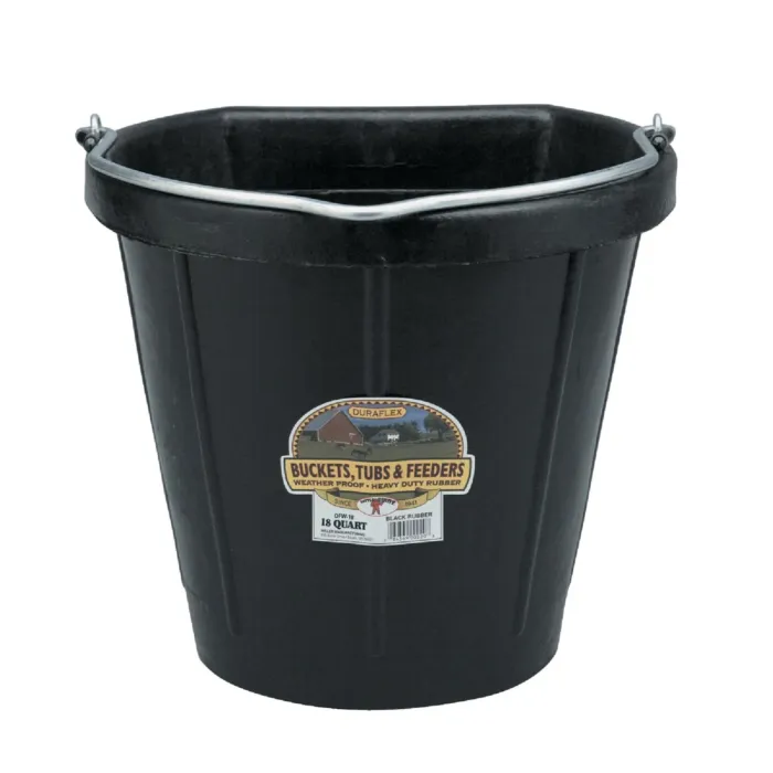 Little Giant Products Little Giant Duraflex 18 Qt. Black Rubber Flat Back Bucket