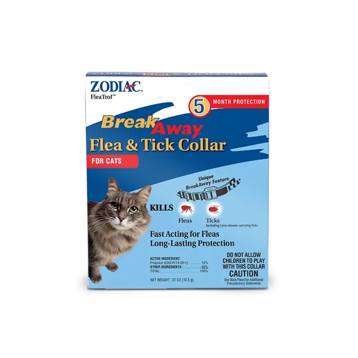 ZODIAC® BREAKAWAY® Wellmark ZODIAC® BREAKAWAY® 100520395 0.37 oz 5 months Odorless Cat Flea & Tick Collar