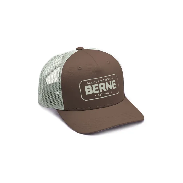 BERNE Badge Logo Trucker Cap (Brown)