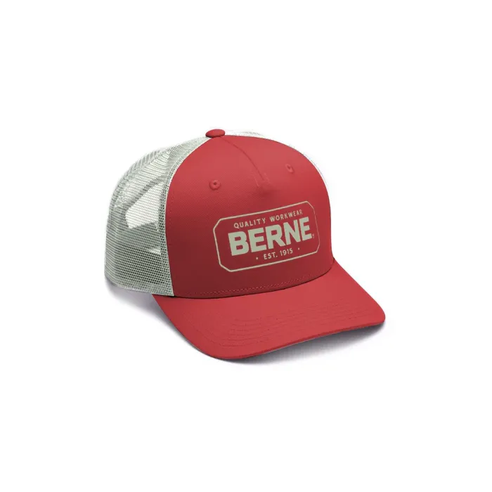 BERNE Badge Logo Trucker Cap (Red)