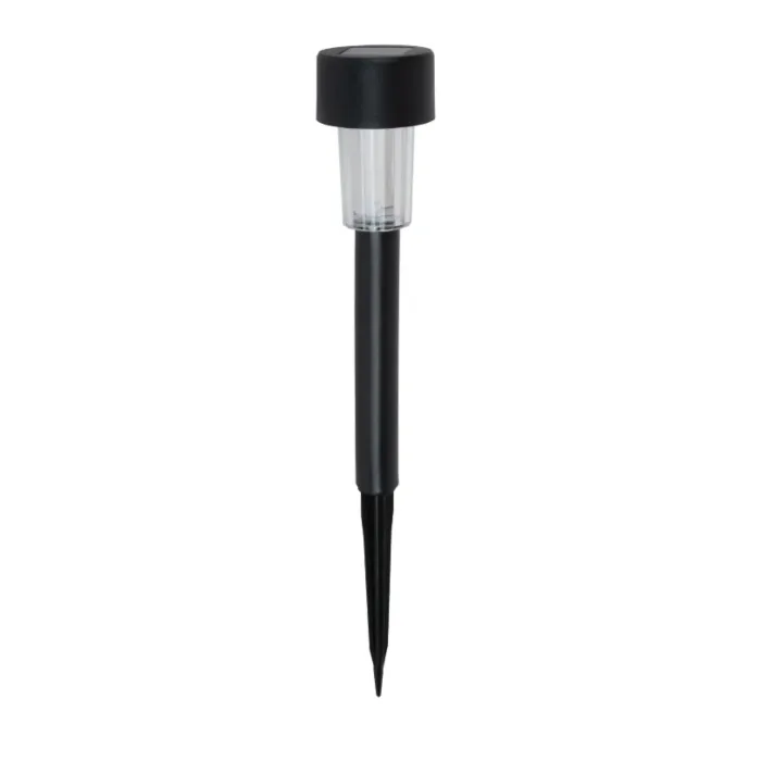 Boston Harbor 26077 Solar Stake Light, NI-Mh Battery, Button Cell Battery, 1-Lamp, Plastic Fixture, Black