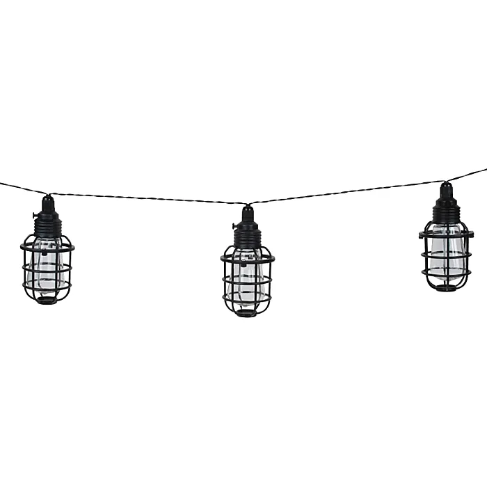 Boston Harbor Solar String Lantern Light w/ AA Battery (Black - 10 Lamps)