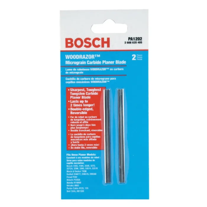 Bosch 2 pc. 3-1/4 In. Woodrazor Micrograin Carbide Planer Blades