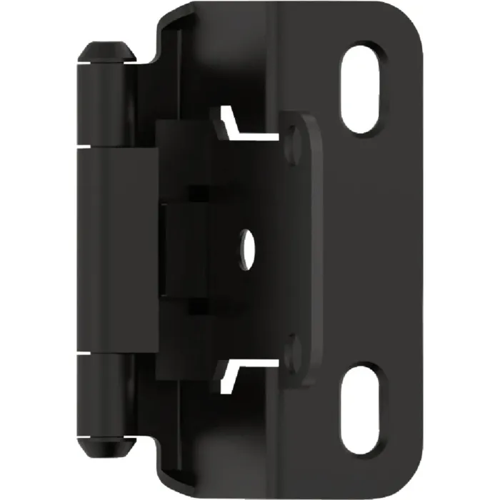 Amerock Overlay Self-Closing Partial Wrap Cabinet Hinge (Matte Black - 2pk) 1/2 in.