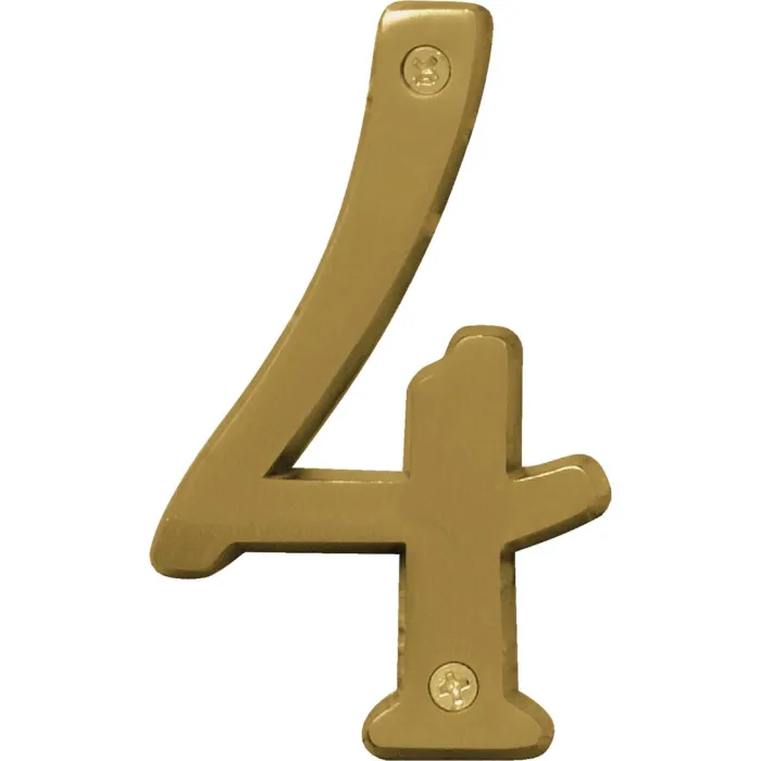 HY-KO Hy-Ko 4 In. Brushed Brass Number 4