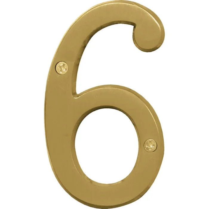 HY-KO Hy-Ko 4 In. Brushed Brass Number 6