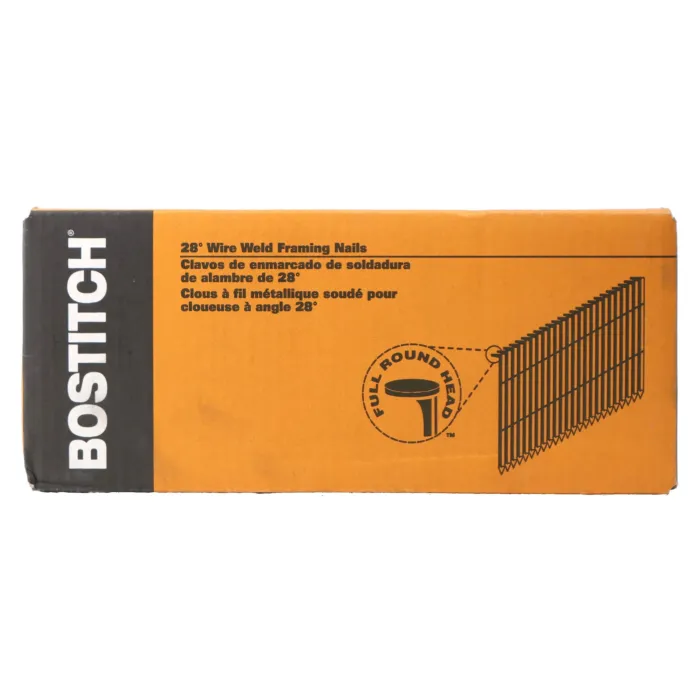 Bostitch 2,000-Qty 3-1/4" X .120" Screw Shank 28 Degree Wire Collated Full Round Head Stick Framing Nails