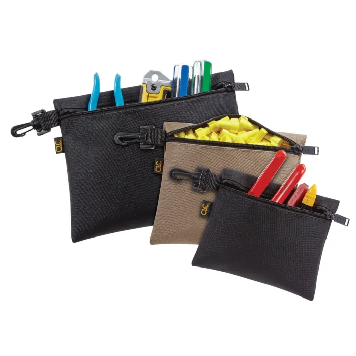 CLC 3 Multi-Purpose, Clip-On, Zippered Bags, Khaki, Black